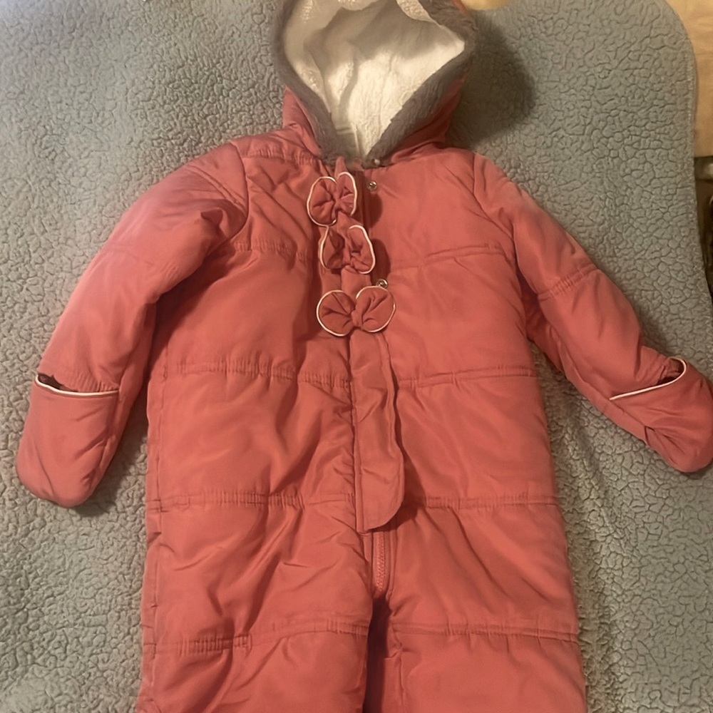 Baby Girls Hooded Footed Snowsuit (Gently used)